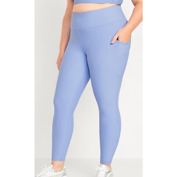 Old Navy Womens Blue High Waisted PowerSoft 7/8 Pocket Active Leggings XL NEW - Picture 3 of 7